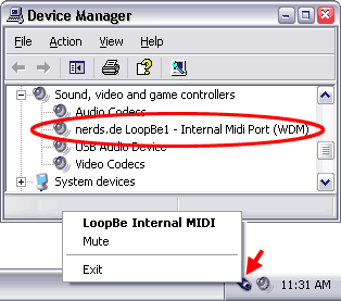 A virtual MIDI device for transferring MIDI data between computer programs.